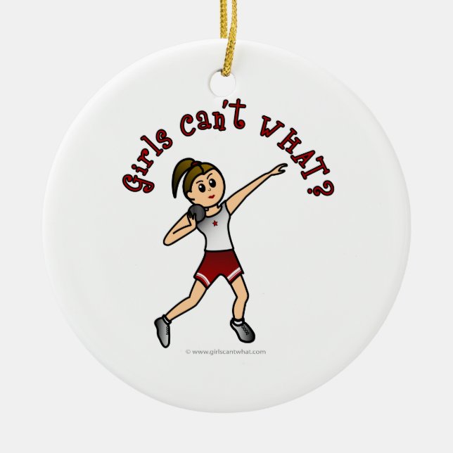 Light Red Shot Put Ceramic Ornament (Front)