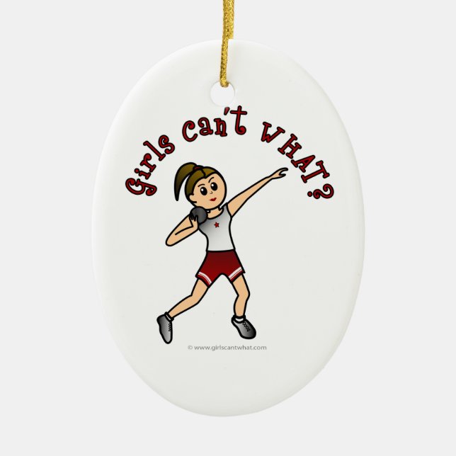 Light Red Shot Put Ceramic Ornament (Front)