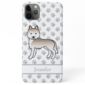 Light Red Siberian Husky Cartoon Dog &amp; Name iPhone 11 Pro Max Case