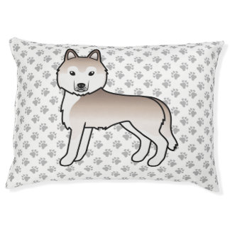 Light Red Siberian Husky Cartoon Dog &amp; Paws Pet Bed