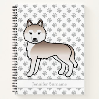 Light Red Siberian Husky Cartoon Dog &amp; Text Notebook