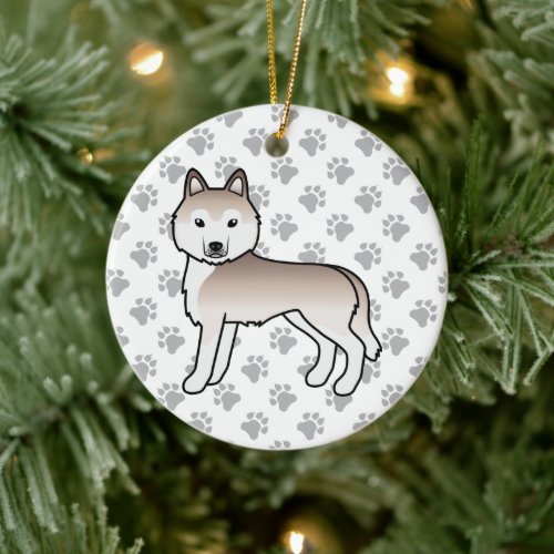 Light Red Siberian Husky Cute Cartoon Dog Ceramic Ornament