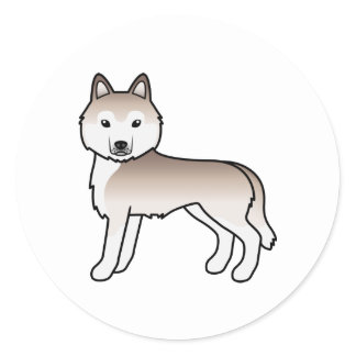 Light Red Siberian Husky Cute Cartoon Dog Classic Round Sticker