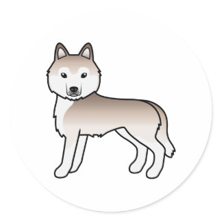 Light Red Siberian Husky Cute Cartoon Dog Classic Round Sticker