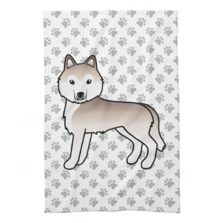 Light Red Siberian Husky Cute Cartoon Dog Kitchen Towel