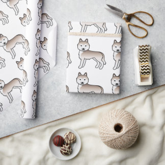 Light Red Siberian Husky Cute Dog Pattern Wrapping Paper