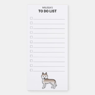 Light Red Siberian Husky Dog To Do List Magnetic Notepad