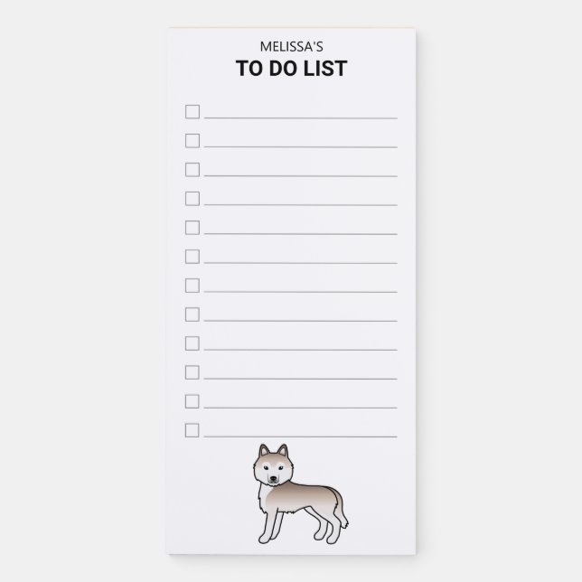 Light Red Siberian Husky Dog To Do List Magnetic Notepad (Front)