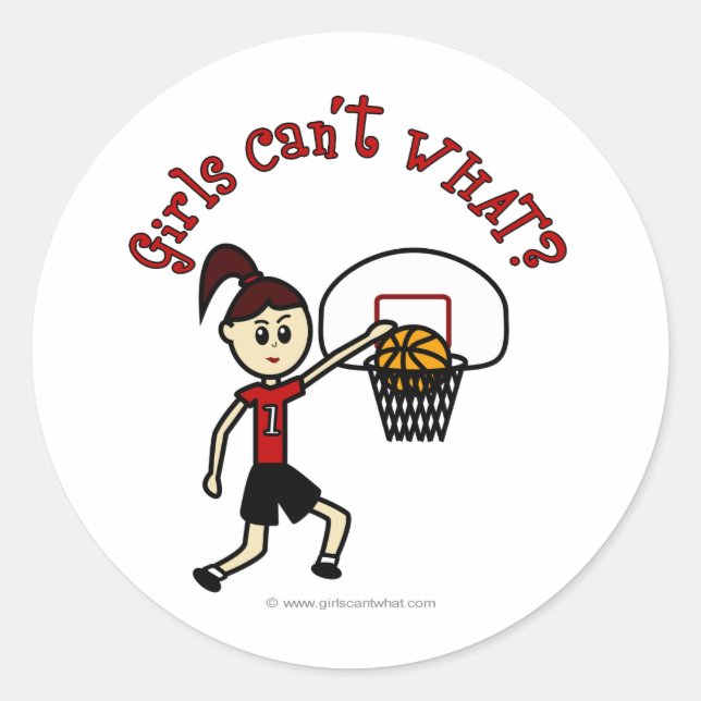 Light Red Womens Basketball Classic Round Sticker (Front)