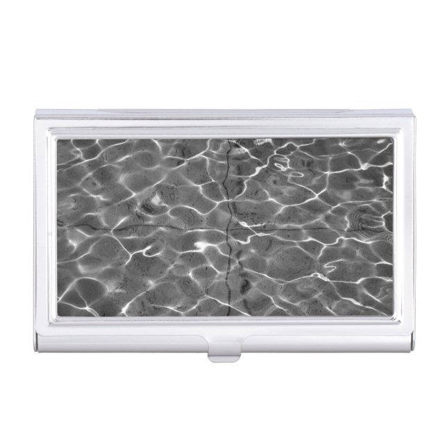 Light Reflections On Water: Black & White Business Card Case (Front)