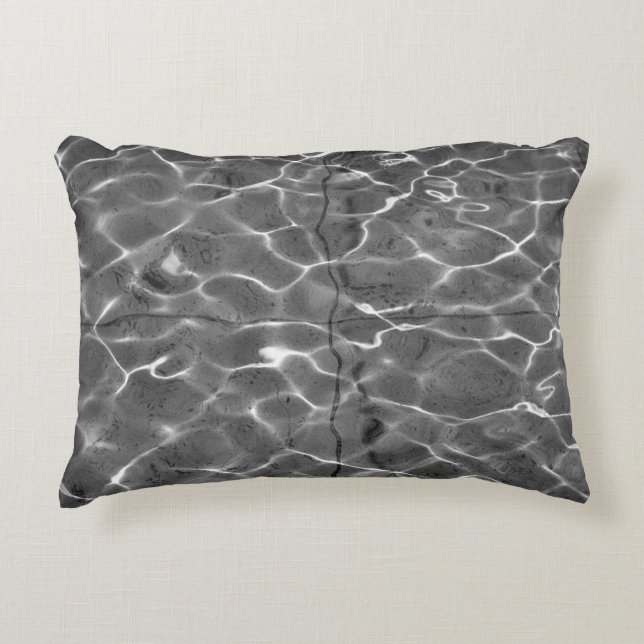 Light Reflections On Water: Black & White Decorative Pillow (Front)