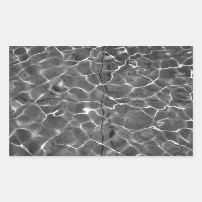 Light Reflections On Water: Black & White Rectangular Sticker (Front)