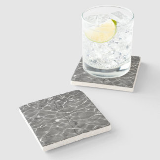 Light Reflections On Water: Black & White Stone Coaster