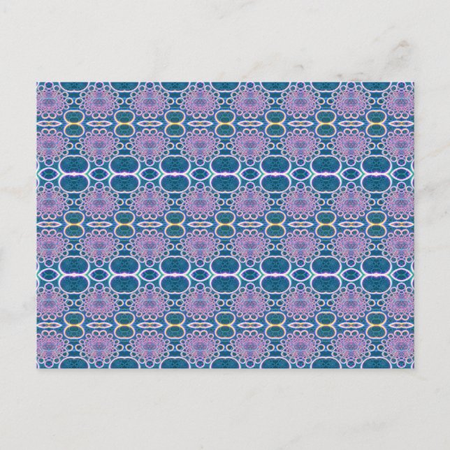 Light Rings Clear Blue Holographic Effect Art Postcard (Front)