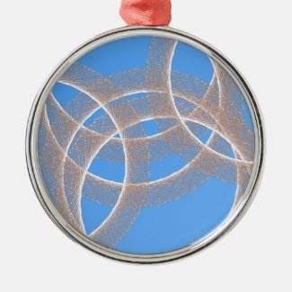 light rings in blue background abstract metal ornament
