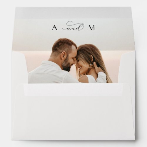 Light Romantic Photo  Monogram Elegant Wedding Envelope
