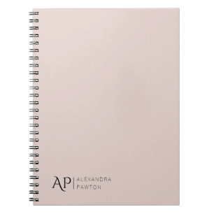 Light Rose Custom Initials Personal Notebook