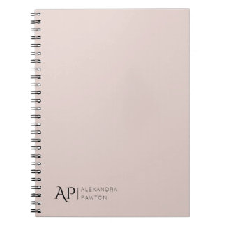 Light Rose Custom Initials Personal Notebook