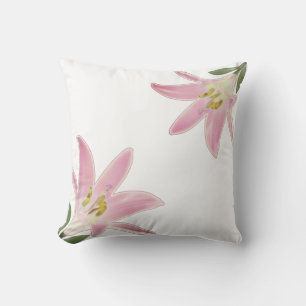 Light Rose Gold Amaryllis Flowers on White Throw Pillow