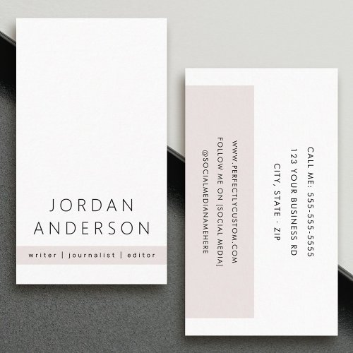 Light rose gray color block modern minimal business card