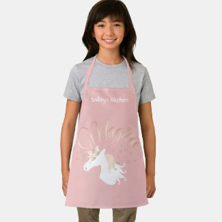 Light Rose Pink White Magical Unicorn Custom Apron