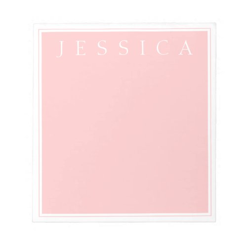 Light Rose Pink  Your Name in White Notepad