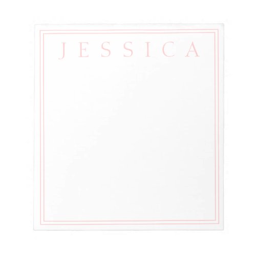 Light Rose Pink  Your Name Notepad