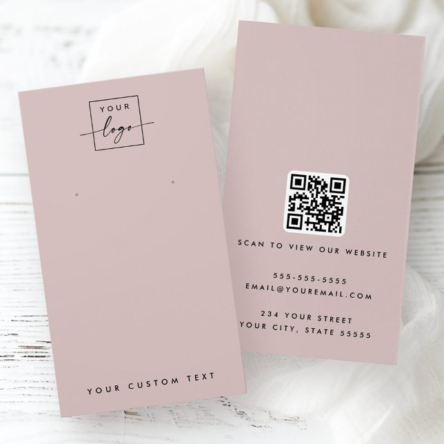 Light rose taupe logo QR earring display card (Light rose taupe logo QR earring display card)