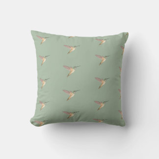 Light Sage Allen's  Hummingbird Throw Pillow