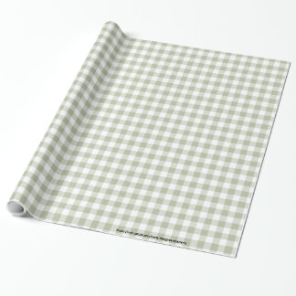 Light Sage Green and White Gingham Checks Pattern Wrapping Paper