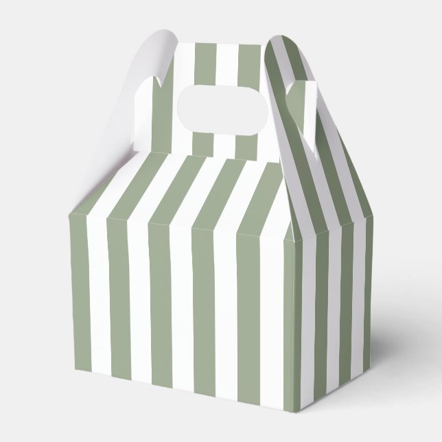 Light Sage Green and White Stripe Favor Boxes (Front Side)