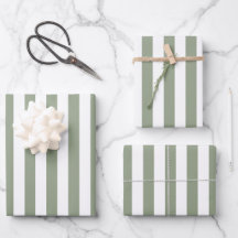 Light Sage Green and White Stripe