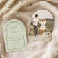Light Sage Green Boho Beaded Arch Frame Wedding Save The Date