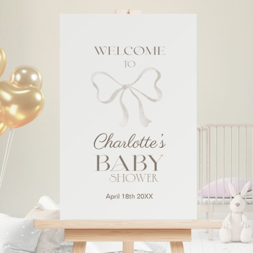 Light Sage Green Elegant Bow Baby Shower Welcome Foam Board