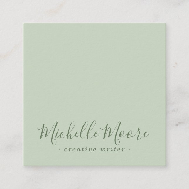 Light sage green elegant minimalist professional square business card (Front)