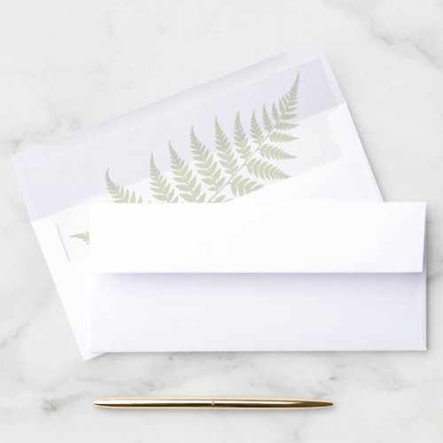 Light Sage Green Fern Airy Woodland Wedding Envelope Liner