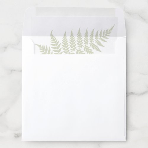 Light Sage Green Fern Silhouette Square Wedding Envelope Liner