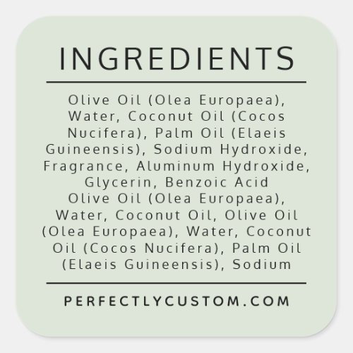 Light sage green ingredient list product label