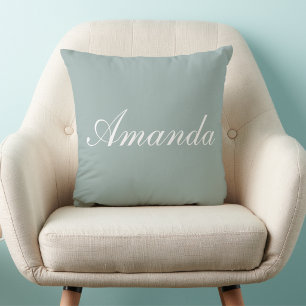 Light Sage Green Name Throw Pillow