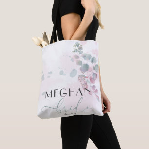 Light Sage Green Pastel Pink Foliage Tote Bag