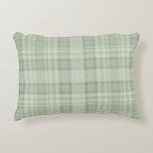 Light sage green plaid accent pillow