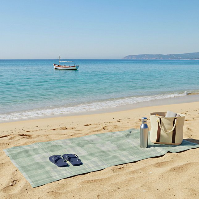 Light sage green plaid beach towel (Creator Uploaded)