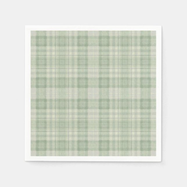 Light sage green plaid napkins (Front)