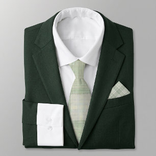 Light sage green plaid neck tie