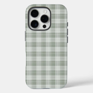 Light Sage Green Plaid Pattern iPhone 16 Pro Case