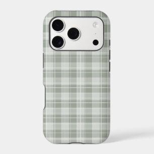 Light Sage Green Plaid Pattern iPhone 17 Pro Case