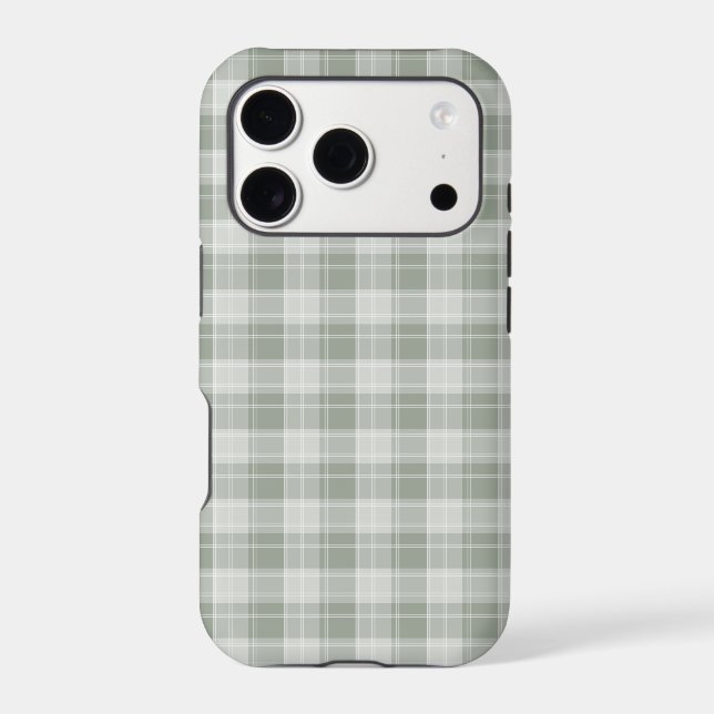Light Sage Green Plaid Pattern Case-Mate iPhone Case (Back)