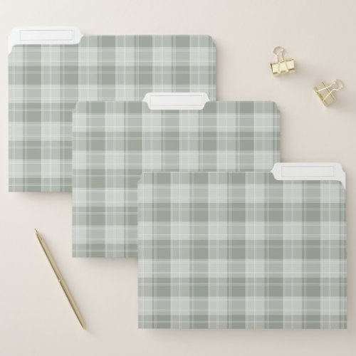 Light Sage Green Plaid Pattern File Folder