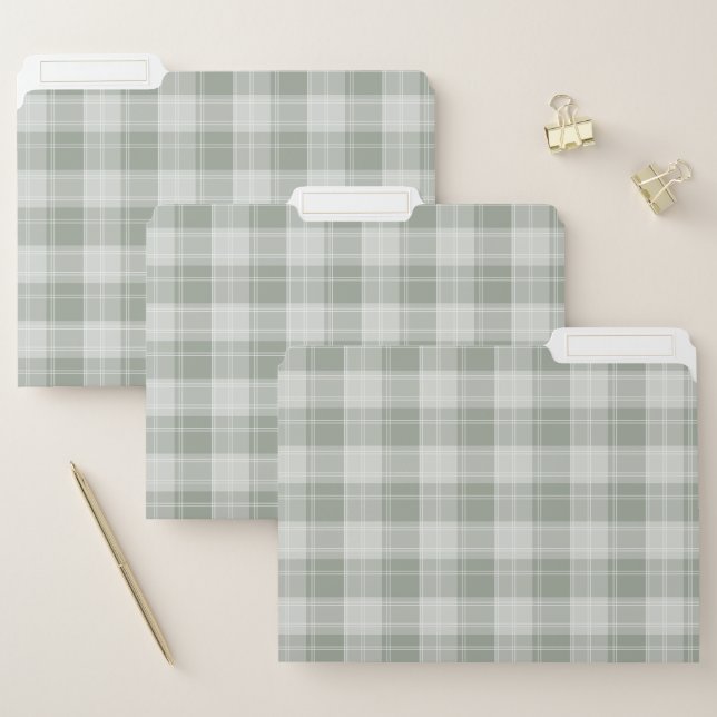 Light Sage Green Plaid Pattern File Folder (Set)