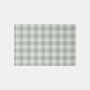 Light Sage Green Plaid Pattern Rug